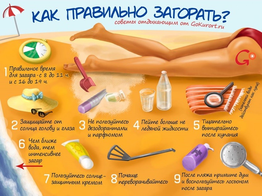 правильный загар 10 советов